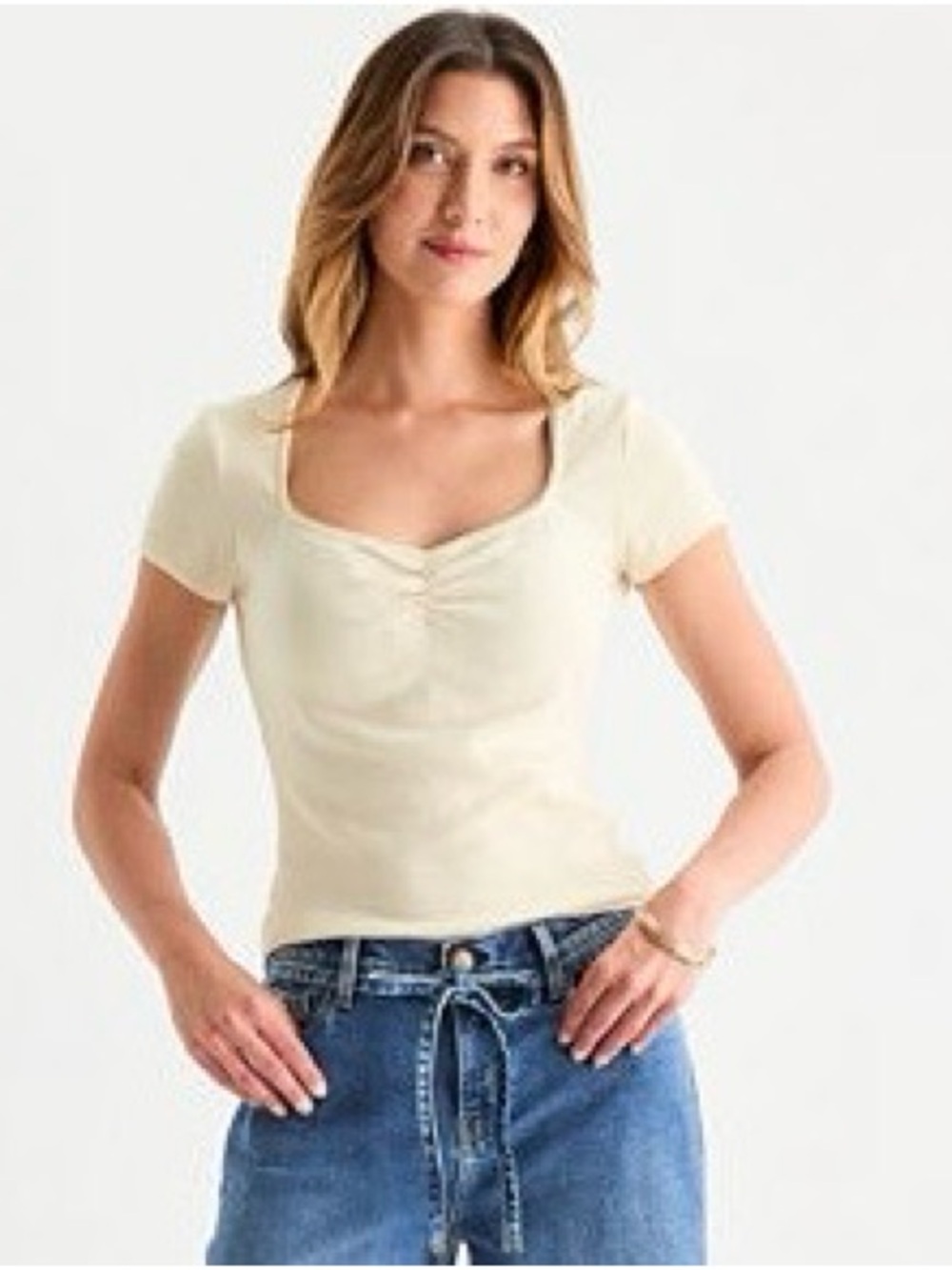 a.n.a Womens Sweetheart Neck Short Sleeve Top T-Shirt XXL NWT